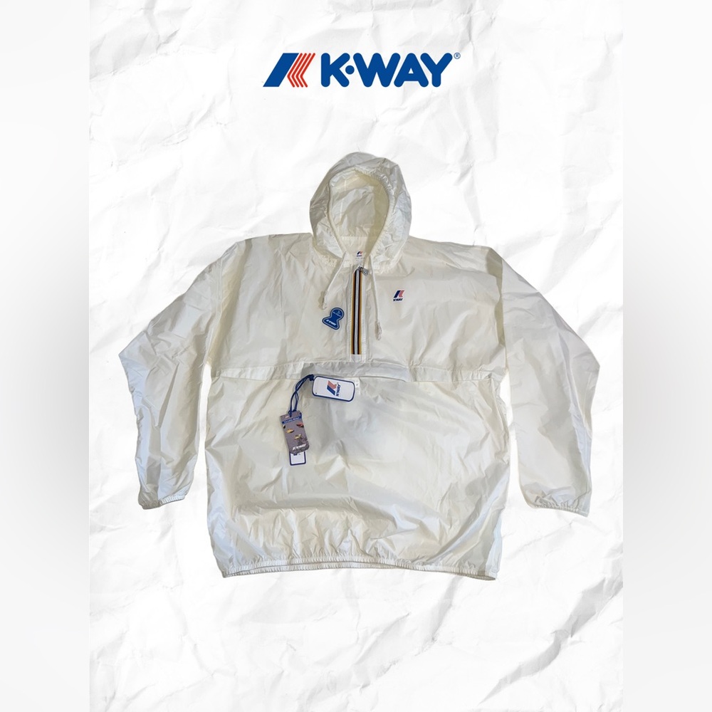 K-Way Le Vrai 40 Leon White Packable Hooded Anorak